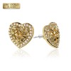 PAIR OF 18K GOLD PLATED INGOT CENTERED HEART SHAPE NUGGET EARRINGS
